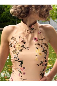 Vestido Elora Floral Comprido Rosa-Pêssego | Leamor