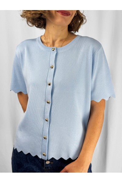 Camisola Amélia Malha Rosa com Botões Coração | Leamor