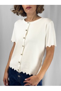 Camisola Amélia Malha Rosa com Botões Coração | Leamor
