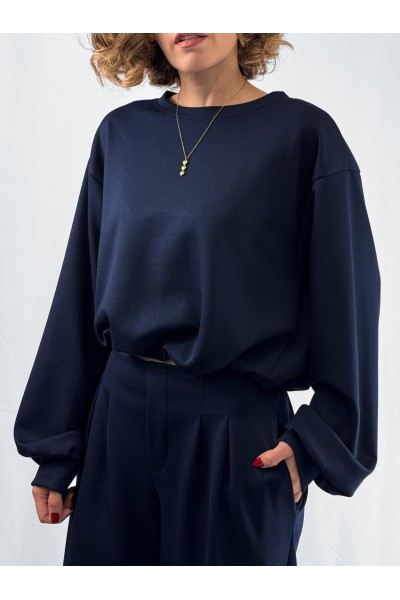 Conjunto Bella Azul-Marinho de Sweatshirt e Calças | Leamor