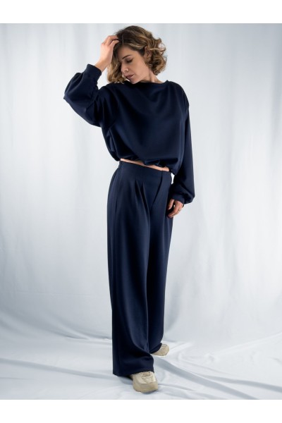 Conjunto Bella Azul-Marinho de Sweatshirt e Calças | Leamor