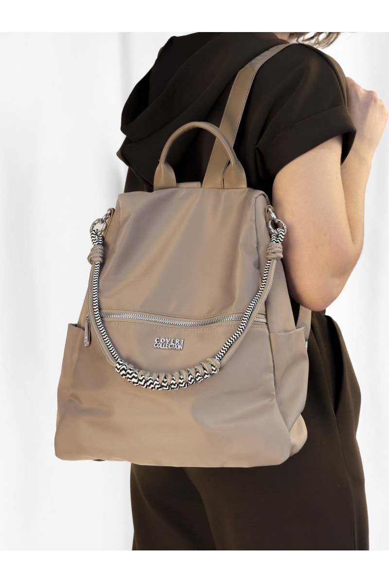 Mochila Nara Taupe com Bolsos | Leamor