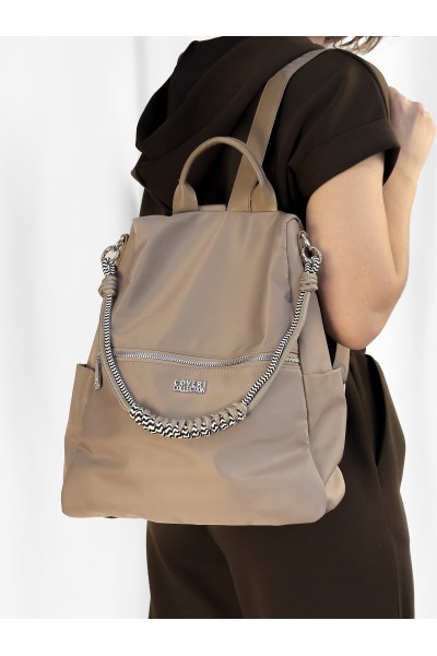 Mochila Nara Taupe com Bolsos | Leamor