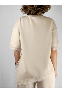 Conjunto Elara Bege com Renda | Leamor