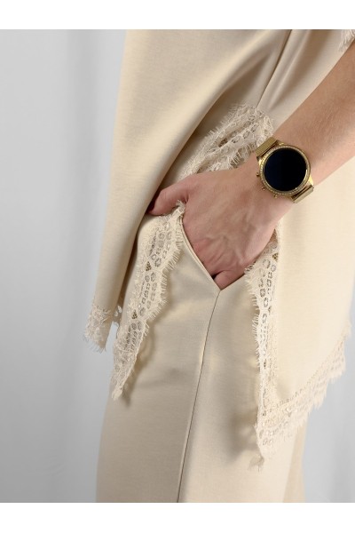 Conjunto Elara Bege com Renda | Leamor