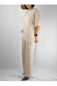 Conjunto Elara Bege com Renda | Leamor