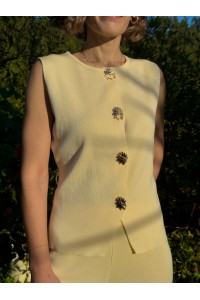 Conjunto Aurora em Malha Amarelo Baunilha | Leamor