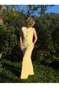 Conjunto Aurora em Malha Amarelo Baunilha | Leamor