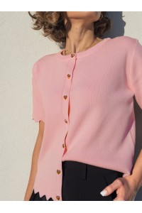 Camisola Amélia Malha Rosa com Botões Coração | Leamor