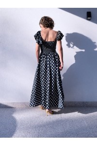 Vestido Valentina às Bolinhas Azul-Marinho | Leamor