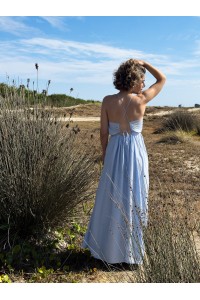 Vestido Íris Comprido Azul-Claro com Costas Abertas | Leamor