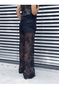 Conjunto Mirelle em Renda Floral Azul-Marinho | Leamor